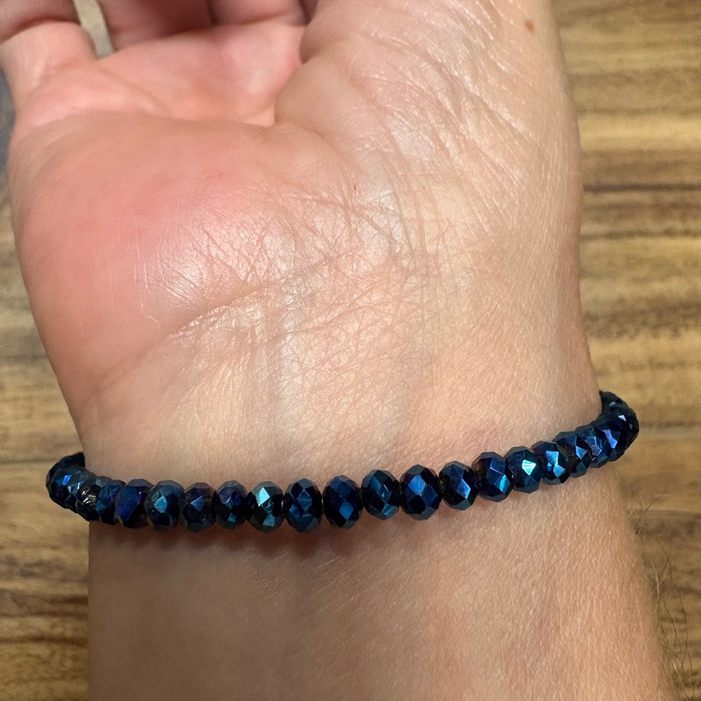 Alex and Ani Deep Space Brilliance Wrap bracelet, faux sapphire & silver tone